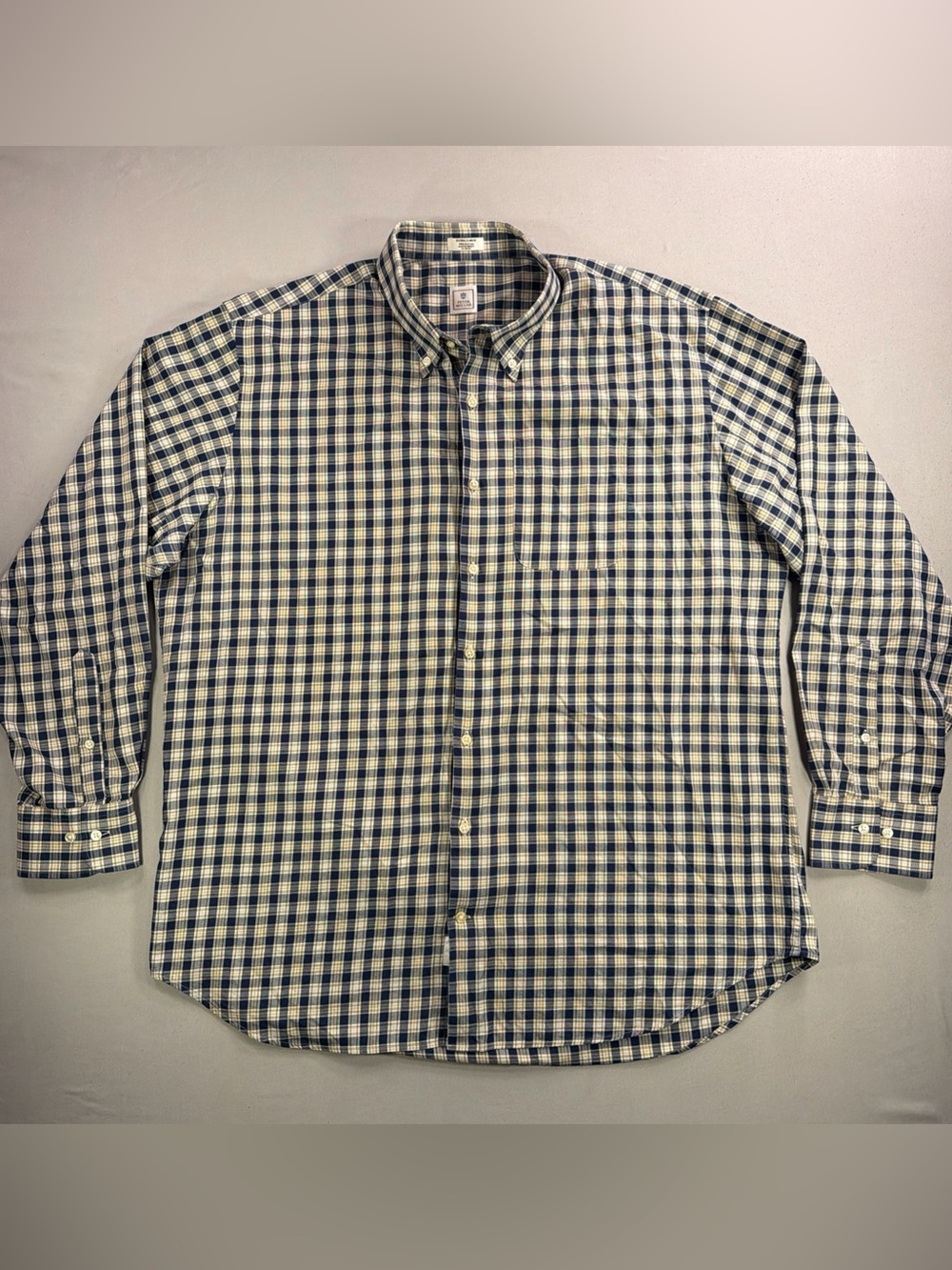 Peter Millar Navy and Cream Gingham Button-Down Shirt
